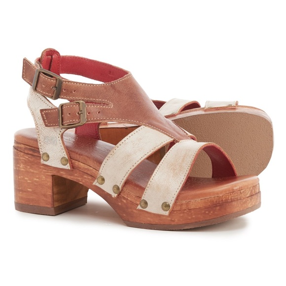 BED|STU Shoes - Bed Stu Devlin Platform Sandals Nectar Lux Rustic Wood & Leather Heels